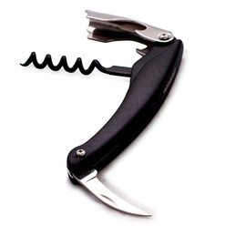 Fackelmann Kellnerkorkenzieher BLACK, Weinöffner für alle Korken, Korkenzieher mit antihaftbeschichteter Spirale (Farbe: Schwarz/Silber), Menge: 1 Stück