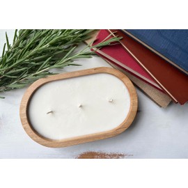 Bonneville Candles | Willow Wood Bowl | 9" x 5.5" x 2" Hand Poured, 3 Wick Dough Bowl Candle | 30-40 Hour Long Burn Time | 100% Soy Wax | Scented Holiday Gift Anniversary (Apple Harvest)