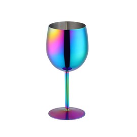 DOCBLACK Unbreakable Wine Glasses set of 4 Stainless Steel Red White Wine Goblet Metal 11.8 oz(350 ml) Fancy Unique Wine Glasses for Wine Lovers Gifts Champagne Cocktail Tall Glasses(Rainbow 4-Piece)