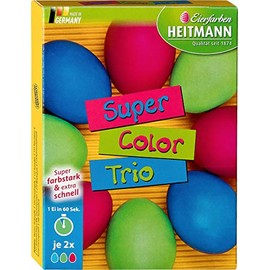 Heitmann Super Colour Trio Egg Colours for White and Brown Eggs, Super Colourful, Extra Quick and Easy to Use