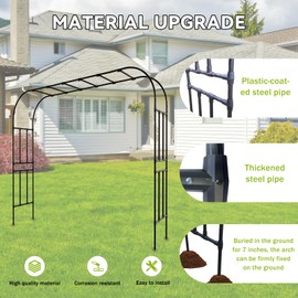 RUCOIN Garden Arch Ultrathick Wall Pipe (25MM) - 126(L) *105(H) inch, Thickened, Plastic Steel Pipe Anti-Rust Technology, Metal Arch, Suitable for Garden, Wedding, Party Decoration, Black