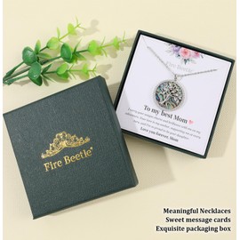 Tree of Life Pendant Necklace for Grandma, Unique Tree of Life Abalone Necklace for Grandma, Silver Abalone Shell Tree Of Life Necklaces Jewelry Gifts for Mothers Day, Birthday, Christmas for Women