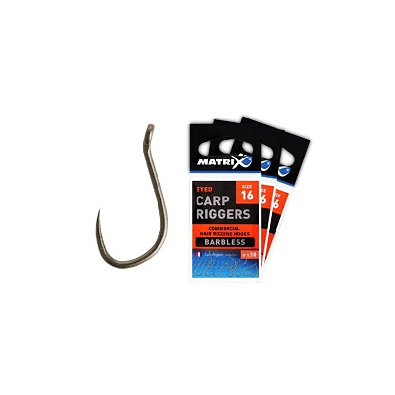 Matrix eyed carp riggers barbless size 14 x4 packs