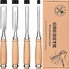 GREBSTK 4-Piece Ultra-Sharp Wood Chisel Set, CR-V Steel Beveled Blades