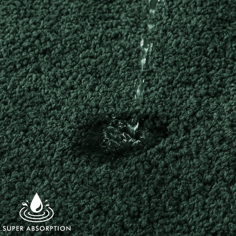 MIULEE Dark Green Absorbent Bath Rugs Soft Small Bathroom Mats