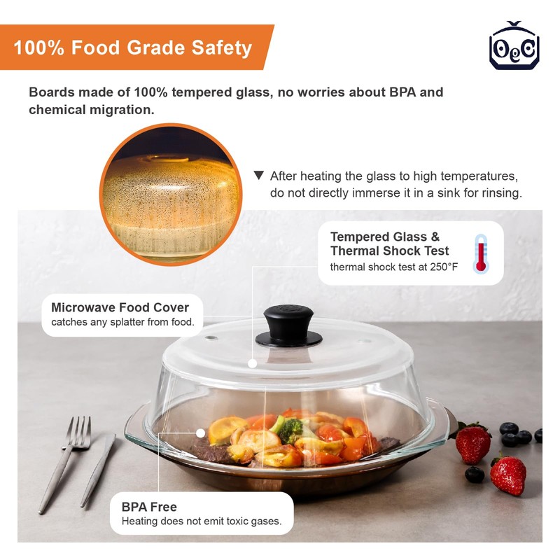 OEC Tall Vented Splatter Guard Microwave Borosilicate Glass Cover 10"