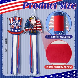 4th of July Decoration, Set of 2 American Flag Windsocks, Uncle Sam's Hat & Bald Eagle Wind Socks Hanging, Fourth of July USA Patriotic Decoration (Patriotic)