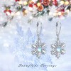 Snowflake Earrings 925 Sterling Silver Moonstone Snowflake Dangle Drop Earrings
