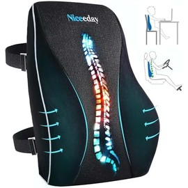 Niceeday - Cojín lumbar para silla de oficina, cojín lumbar de espuma viscoelástica con soporte lumbar de malla ortopédica 3D transpirable