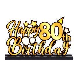 3 Pieces Happy 80th Birthday Party Table Decorations, Born in 1943, Cheer To 80 Years Table Centerpiece Sign Wooden Birthday Presents Congrats for Birthday Party Dinner Table Topper Favors