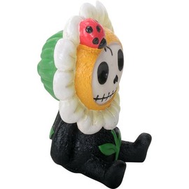 Ebros Gift Furrybones Daisy Figurine Sunflower Hooded Skeleton Monster with Ladybug Collectible Sculpture Decorative