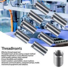 Pack of 50 Thread Insert M3 to M12, Stainless Steel Internal Thread, Self-Tapping, Multiple Specifications Thread Inserts for Automotive, Steam Turbines, Mechanical Devices