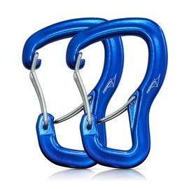 Travel Bird Heavy Duty Carabiner Clip Hook 8KN (1763 lbs), 2 PCS Ultra-Light Aluminum Caribeaners with Double Door D Ring Shape, for Hammock, Camping, Hiking, Backpacking, Dog Leash, Keychain Clip