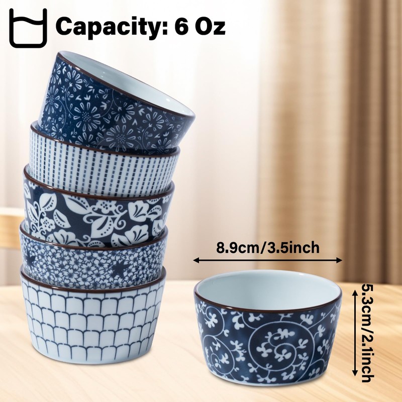 6 Oz Ceramic Ramekins, Creme Brulee Ramekin Oven Safe for