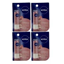 NIVEA 4 Pack Nivea Shimmer Lip Care 0.17 oz Shea Silk Pearly HTF Formula