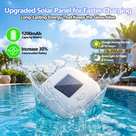 Askyli Floating Pool Lights Solar Powered, 2026 Upgraded Dynmaic LED Color Changing Solar Pool Lights that Float, IP68 Waterproof 6-8H Runtimes Solar Floating Lights for Pool,Hot Tub,Party Decor-2PCS
