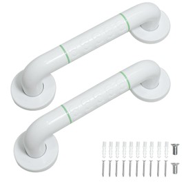ZephyrCraft Pack of 2 Grab Bars for Seniors, 30 cm, White Bathroom Handrail, Stainless Steel Inner Tube, Shower Holder for Seniors, Bath Aid Tool Made of Stainless Steel & Nylon Safety Handles