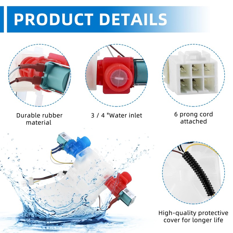 Upgraded W10144820 Washer Water Inlet Valve Compatible with Whirlp-ool Ken-more