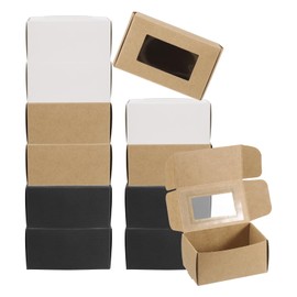 PATIKIL 2.4"x4"x2" Paper Soap Box with Window, 60 Pack Homemade Soap Boxes Rectangle Presents Packaging Boxes for Birthday Christmas DIY Craft, Black/White/Kraft