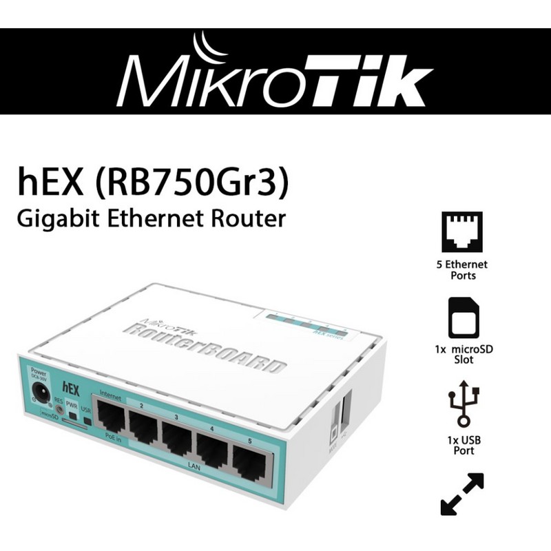 Mikrotik hEX RB750Gr3 5-port Ethernet Gigabit Router RouterBOARD hEX