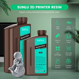 SUNLU 3D Printer Resin 1kg, Fast Curing Standard 3D Resin for LCD DLP SLA Resin 3D Printers, 395 to 405nm UV Curing 3D Printing Liquid Photopolymer Resin, Low Shrinkage, High Precision, 1000g, Green