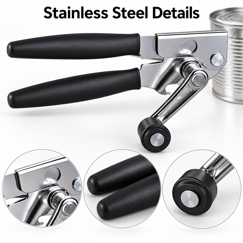 Heavy-Duty Manual Stainless Steel Can Opener – Handheld Kitchen Can