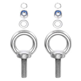 TA-VIGOR 2Pcs M10 x 30mm Lifting Long Eye Bolt, 304 Stainless Steel Wall Expansion Anchor Bolts, Masonry Concrete Screws Shoulder Eyebolt Lifting Ring with Nuts Washers for Hanging Hammock Article
