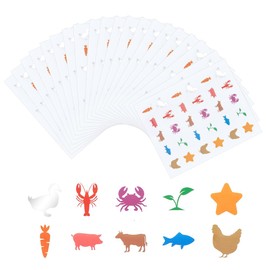 OLYCRAFT 600Pcs/20 Sheets Wedding Meal Choice Stickers for Place Cards 0.8 Inch Carrot Chicken Cow Fish Food Choice Sticker Wedding Meal Indicator Stickers Place Card Menu Sticker for Party Supplies