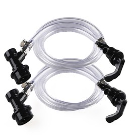 PERA Corny Keg Ball Lock Beer Line Assembly Ball Lock Liquid Disconnect 3/16" Beer Line Picnic Tap for Homebrewing Cornelius Keg 2 PACK