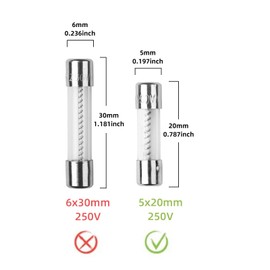 CompStudio 5Pcs/lot T3AL250V 3A Slow Blow Fuse 5x20mm 250V Glass Tube Fuse Time Delay Fuse (3/16 in x 3/4 in)