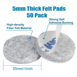 Shintop Shintop M?bel-Pads, 50 Stck, 5 mm Dicke Filz-Pads, Selbstklebende runde M?belf?e, Schutz fr B?den und M?bel, Grau