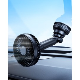 DICMKY Suction Cup Car Cooling Fan for Window Dashboard Backseat, 5000Mah Battery Powered Rechargeable USB Car Fans That Blow Cold Air, Cooler for Semi Truck Rv Van Tractor Cab Vehicles without Ac