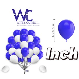 25 Pack 5 Inch White & Blue Balloons for Birthday Decorations, Baby Shower, Engagement, Wedding - Plain Round Latex Party Balloons