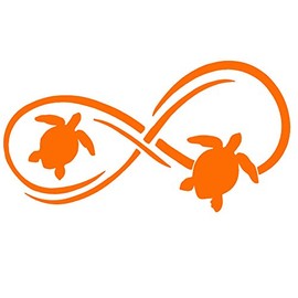 SEA Turtle Infinity Vinyl Decal by stickerdad® - Size: 8", Color: Reflective Orange - Windows, Walls, Bumpers, Laptop, Lockers, etc.