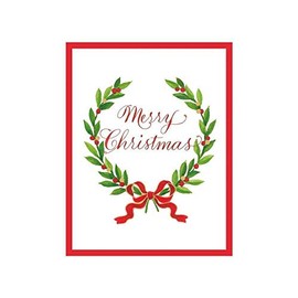 Caspari Merry Christmas Laurel Wreath Gift Enclosure Cards in Gold Foil - 12 with Envelopes