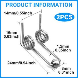 STSTR 2pcs 24 mm Double Return Torsion Springs, Small Coil Springs for Women Hair Curling Iron Rod - Elastic Alloy Replacement Accessories for Hair Rollers