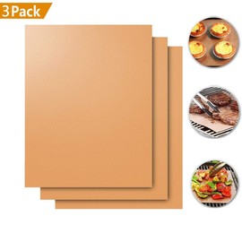Pack of 3 Non-Stick Grill Mats, BBQ Grill Mat, Reusable Baking Mat, Non-Stick Teflon Grill Mats Gas Grill for Charcoal Grill, Electronic Grill, Oven, PFOA-Free (40 x 33 cm)