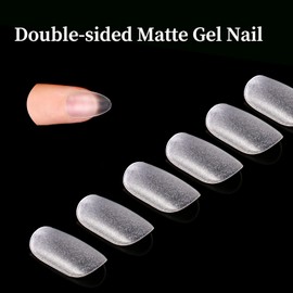 480PCS Aieenjor Frosted Nail Tip Short Nail Plate Almond Nail DIY Nail Patch Natural Fit Fake Nails for 15 Sizes