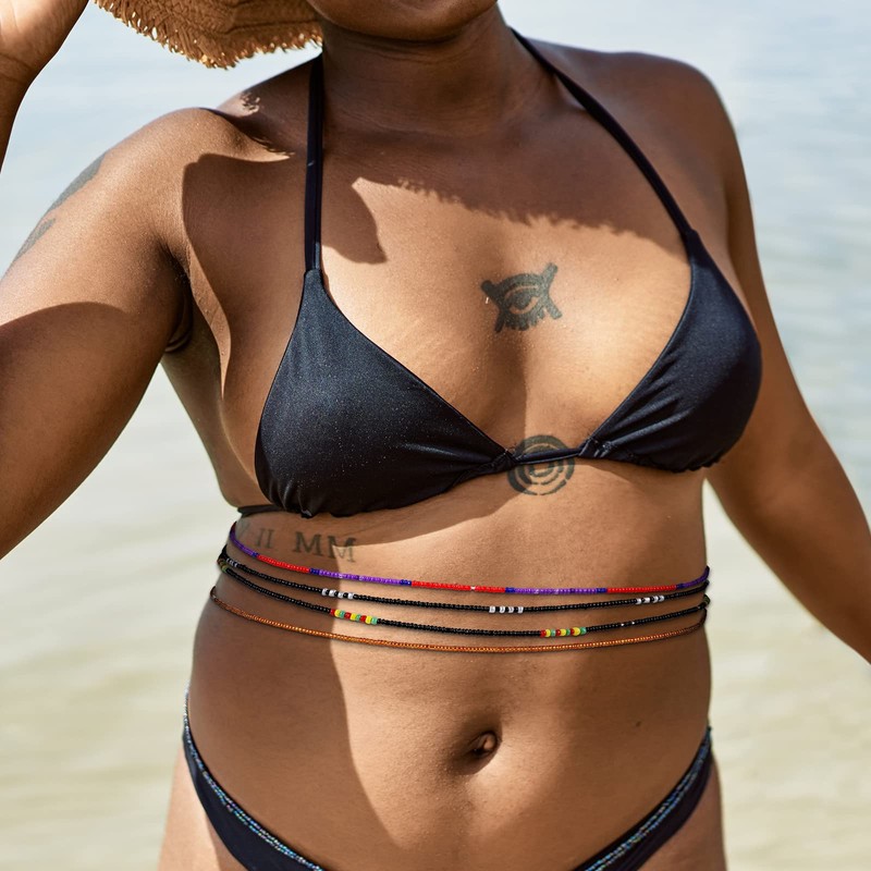 Teniinet Teniinet 4PCS 50 Handmade African Waist Beads for Women