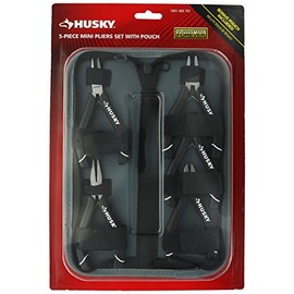Husky 1052 Mini Pliers Variety Set for Electrical and Maintenance Applications (Set of 5, Zippered Pouch Included)