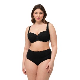Ulla Popken Women's Wire-Bra, Balconnet, Soft Cup, Lace Bra, black
