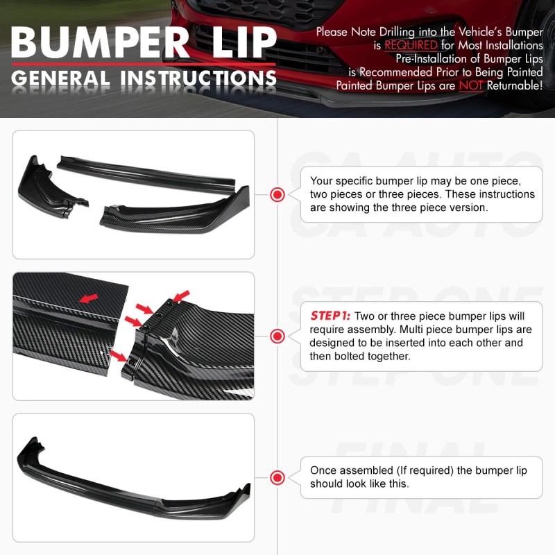 DNA Motoring For 2015-2017 Sonata 3Pc Front Bumper Lip STP-Style