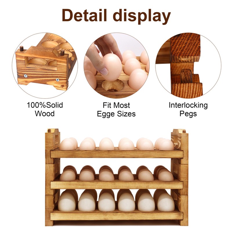 CVHOMEDECO. Wooden Egg Holder Countertop Fresh Egg Holders Firewood Egg