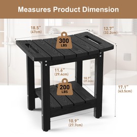 oridom HIPS Shower Benches for Inside Shower, Shower Stool with Space-Efficient Storage Shelf, Waterproof Shower Chair Seat for Spa Bathroom(Black)