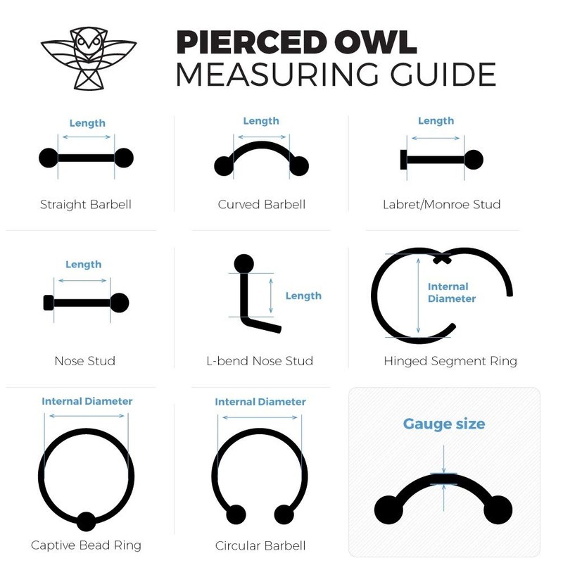 Pierced Owl - 14GA 316L Stainless Steel CZ Crystal Dangling