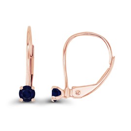 14K Rose Gold 3mm Genuine Blue Sapphire September Birthstone Leverback Earrings