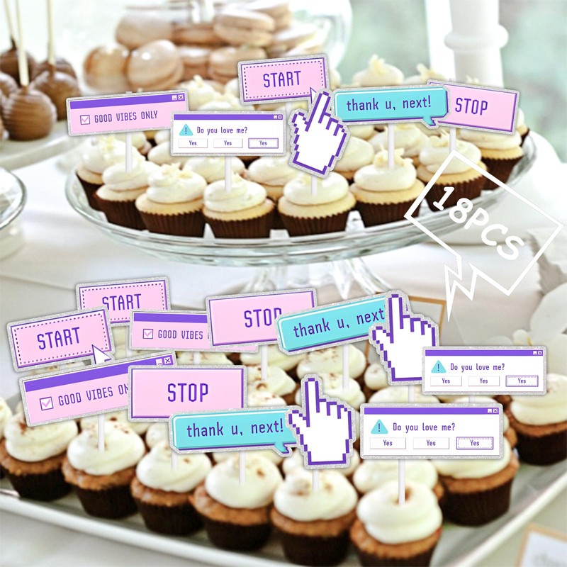 Dessert Cupcake Topper Intelligence Computer Tips Theme Decorations Boy Girl