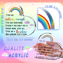 Jetec Thinking of You Gifts Friend Encouragement Cheer up Rainbow Inspirational Gifts for Women Motivational Quotes Acrylic Decor Office Positive Keepsake for Coworker Friend Mom