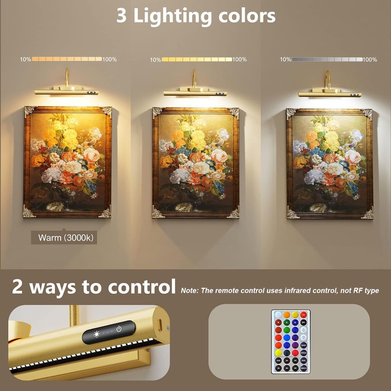 ENWEGEY RGB Picture Light for Wall - 14In Painting Light