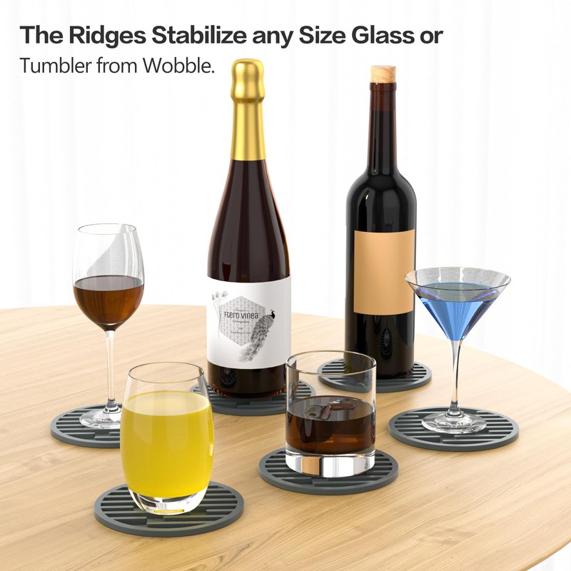 Silicone Coasters for Drinks, AUPTIM Drink Coasters Set of 6,